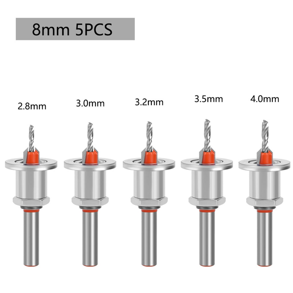 5Pcs Adjustable Depth Stop Countersink Drill Bit for Wood and Board Installation
