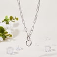 thumbnail image 5 of 1pc Ring Holder Necklace 21.26 inch Stainless Steel Paperclip Ring Holder Necklaces Round Pendant Ring Keeper Necklace with Handcuff Clasp, 5 of 9