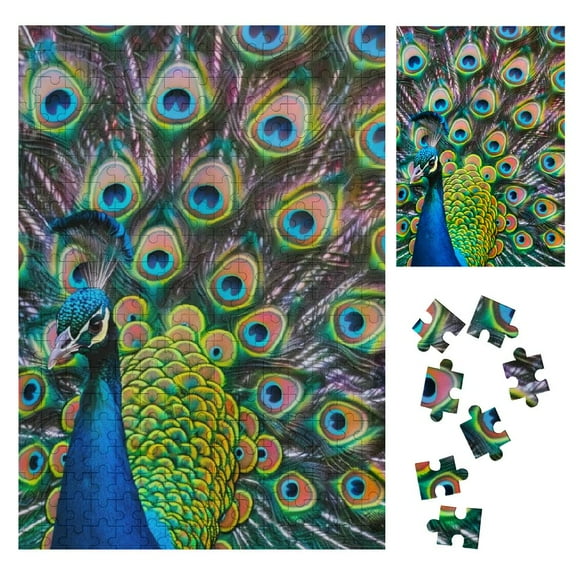 BCIIG Peacock Feathers Wooden Jigsaw Puzzle Vertical Challenging Difficult Wood Puzzle for Adults Gift for Family Friends 300PCS