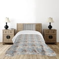 thumbnail image 4 of Ambesonne Mandala Quilted Bedspread Set 2 Pcs, Vintage Style Flourish, Twin Size, Pale Orange Blue Black, 4 of 5