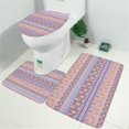 thumbnail image 2 of Purple Pioneer Flower Striped Pattern Bathroom Rugs Sets 3 Piece,Toilet Cover Set,Absorbent Non Slip Bathroom Mats Sets with U-Shaped Contour Rug Toilet Rug Set, 2 of 5