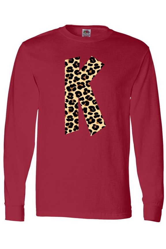 Leopard Print Letter K Long Sleeve T-Shirt