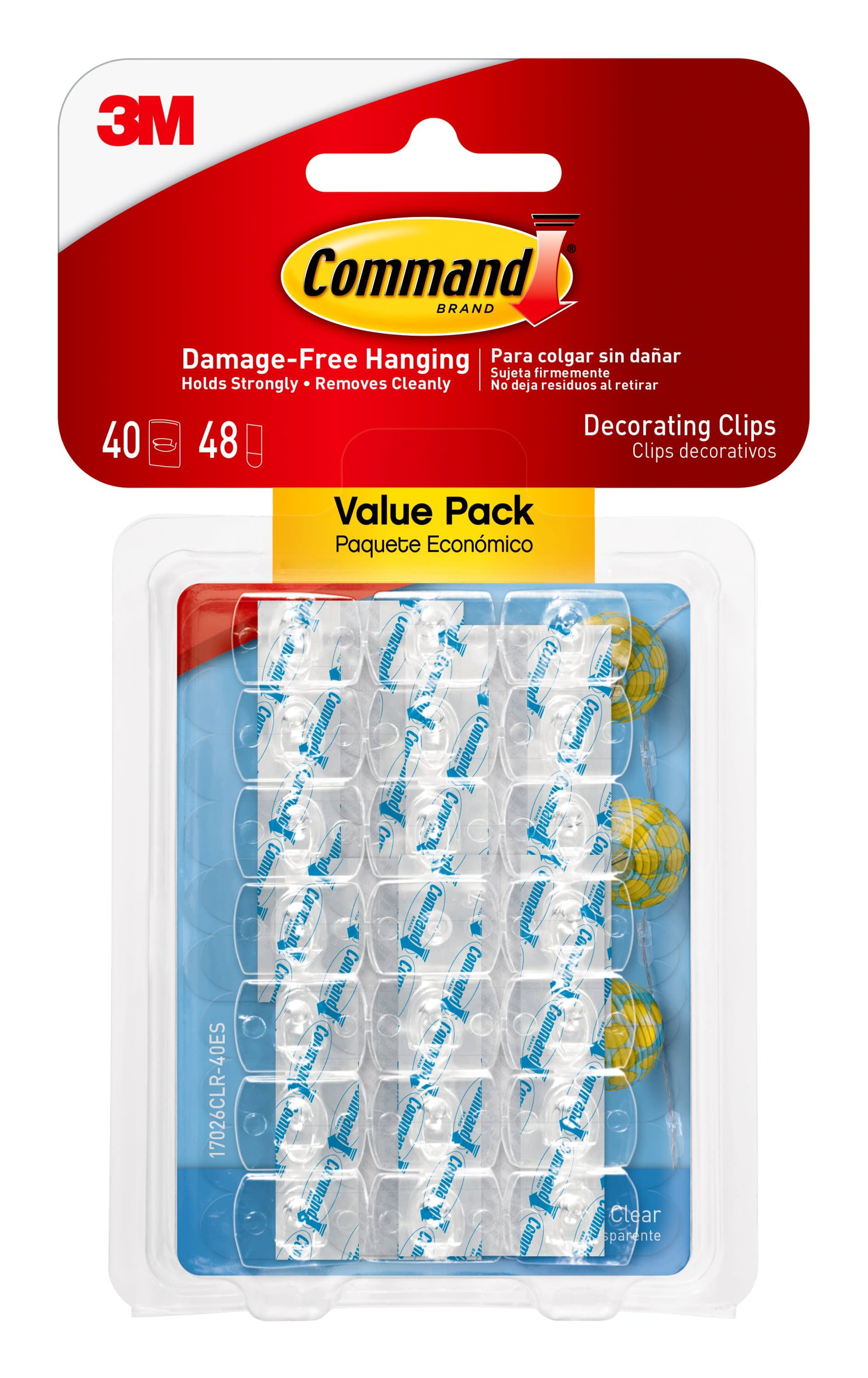 3M Command Self-Adhesive Damage Free Hanging Clear Decorating Clips for Fairy Lights