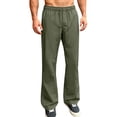 thumbnail image 2 of LEKWK Men's Athletic Track Pants Casual Loose Fit Sweatpants Front Seam Detail Trousers Elastic Waist with Drawstring Workout Gym Running Comfort Activewear Army Green M, 2 of 7
