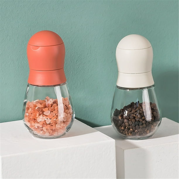 Molino manual de pimienta acrílica – diseño cilíndrico transparente, malla de precisión, vidrio duradero, rojo blanco, 5,12 pulgadas, alto rendimiento para café especiado con sal marina, fácil de