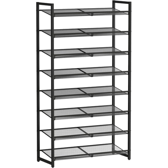 Shoe Rack, 8-Tier Metal Shoe Organizer, Tall Shoe Rack for Closet,entryway,Garage, with Adjustable Flat or Angled Shelves, 32-40 Pairs,Shoes That can accommodate The Whole Family.