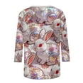 thumbnail image 5 of cocolona Womens Easter 3/4 Sleeve Shirts Cute Bunny T-Shirts Summer Crew Neck Tops Graphic Tees, 5 of 7