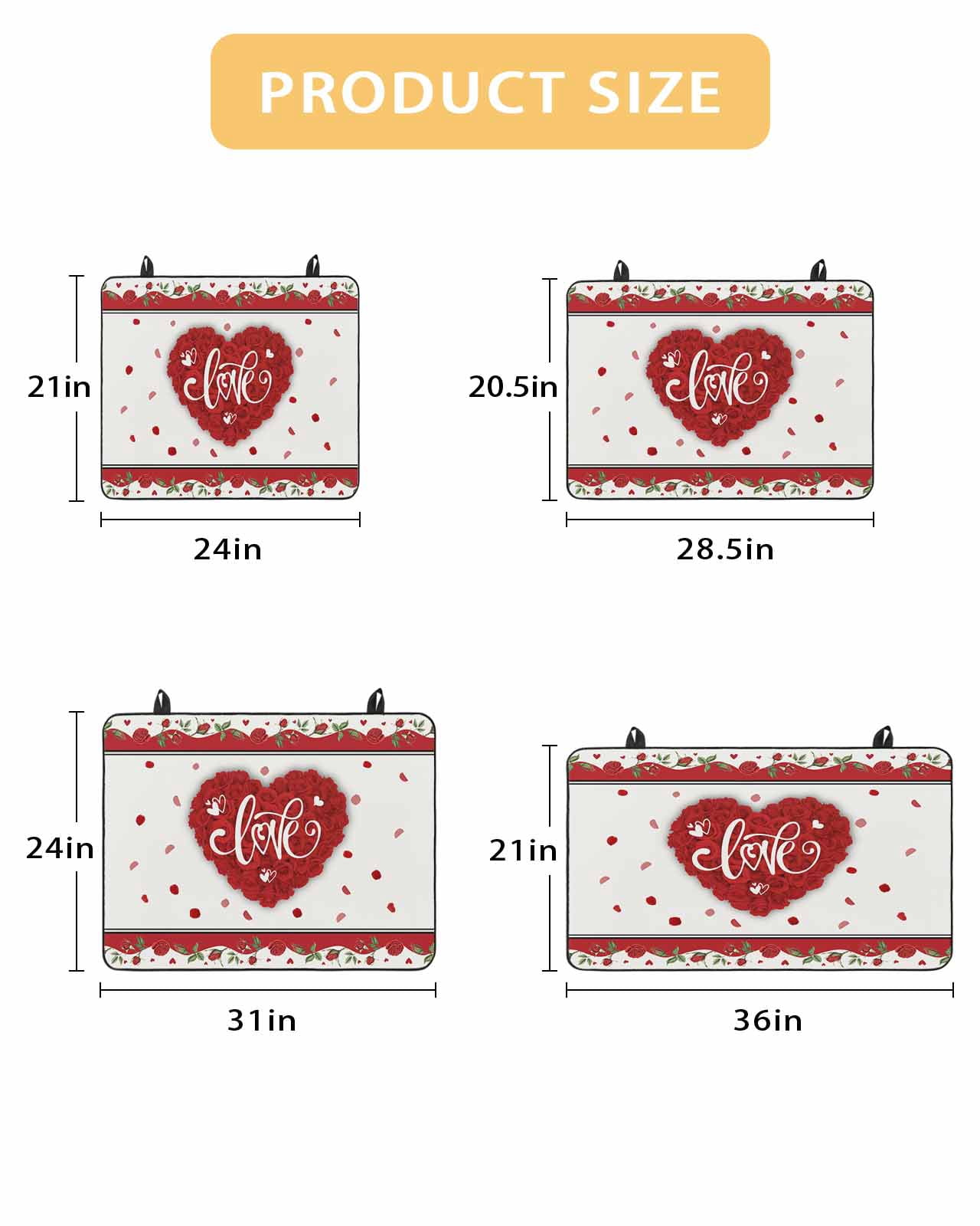 Large Induction Cooktop Protector Mat Red Valentine's Day Stove Top Covers for Electric Stove, Love Heart Roses Romantic Decorative Stove Burner Cover Mats, Glass Top Stove Cover