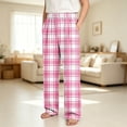 thumbnail image 2 of Zpanxa Girls Pants Plaid Pants Elastic Waist Straight Leg Loungewear with Side Pockets for Girls, 2 of 7