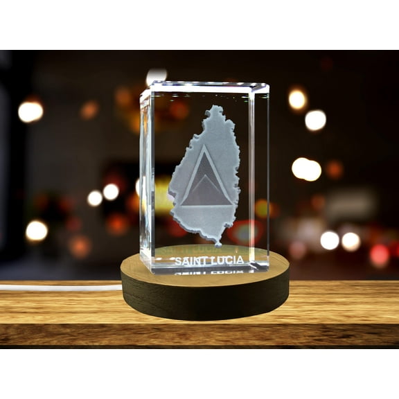 St Lucia 3D Engraved Crystal 3D Engraved Crystal Keepsake/Gift/Decor/Collectible/Souvenir