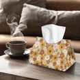 thumbnail image 4 of COEQINE Facial Tissue Box Holder PU Leather Rectangle Napkin Tissue Holder Organizer for Vanity Countertop, Nightstand, Dinnning Table, 7.95"X4.92"X4.52", Sunflower Hippie Flower Yellow, 4 of 7