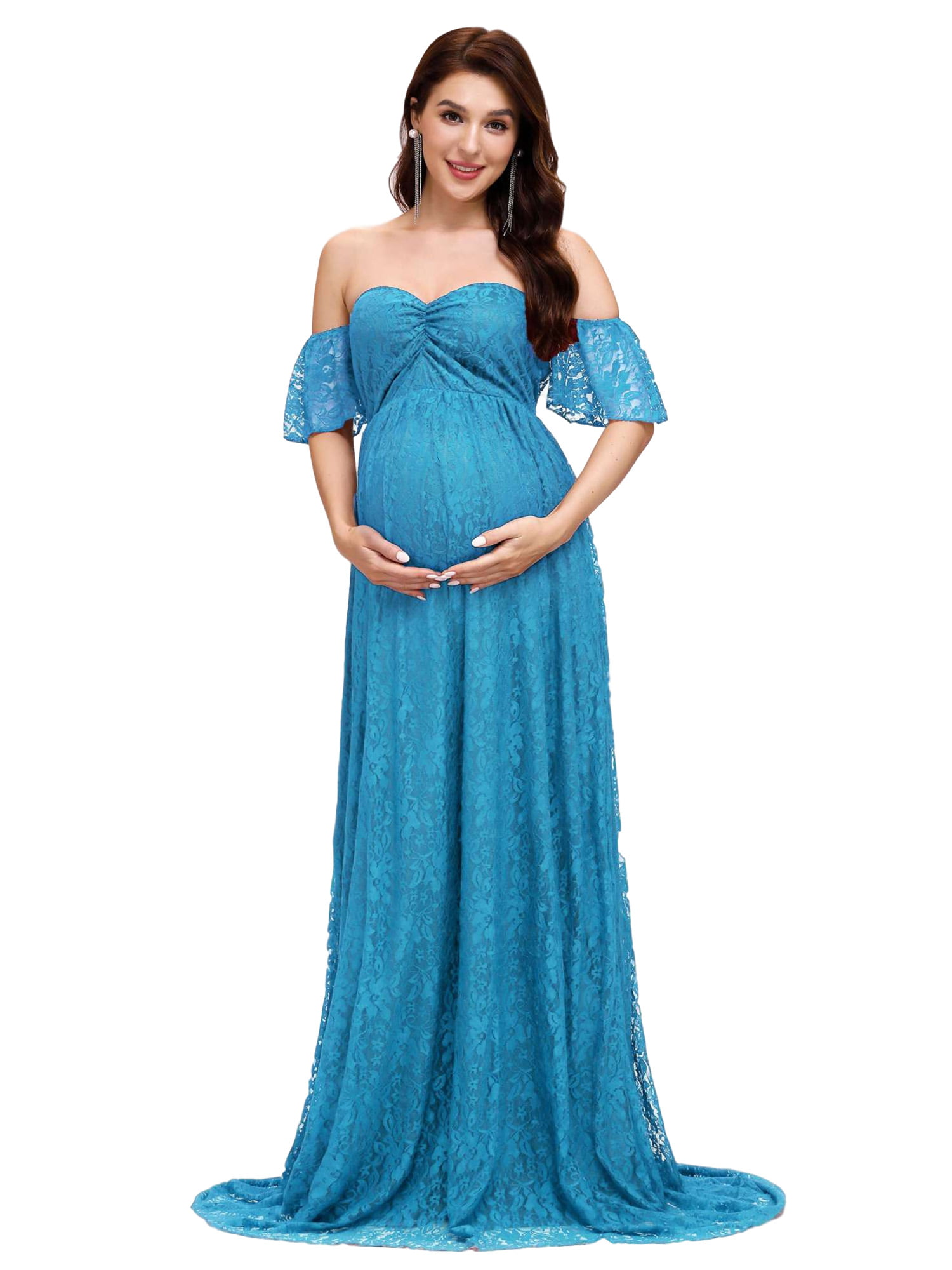 Selfieee - Selfieee Women's Maternity Dress Fitted Off Shoulder Baby ...