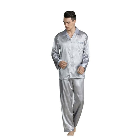 

Tangnade home pajamas Men s New Fashion Long-sleeved Printed Foreign Trade Home Service Pajamas Suit Men Casual Gray XL
