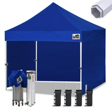 Eurmax Premium 10x10 Ft Ez Pop up Canopy Tent with Removable Sidewalls Bonus Wheeled Bag (Royal Blue)