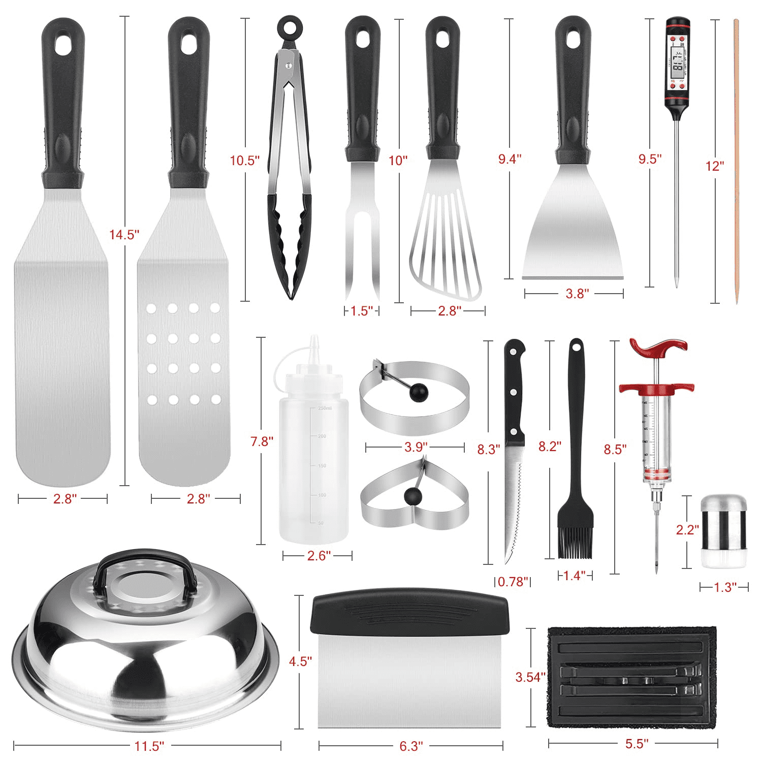 Griddle Accessories Kit, 135 Pcs Grill Tools for Blackstone Camp Chef Professional BBQ Spatula Set with Basting Cover