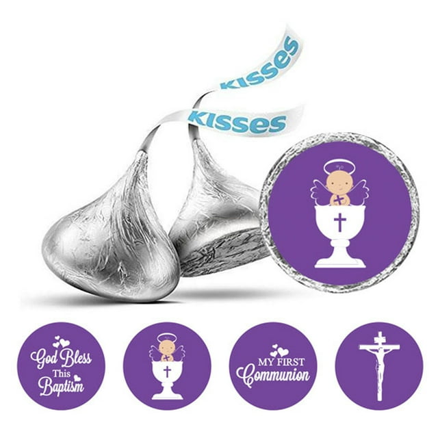 Darling Souvenir DIY Sacrament Baptism Theme Stickers chocolate Candy Labels 190 Pcs-Violet