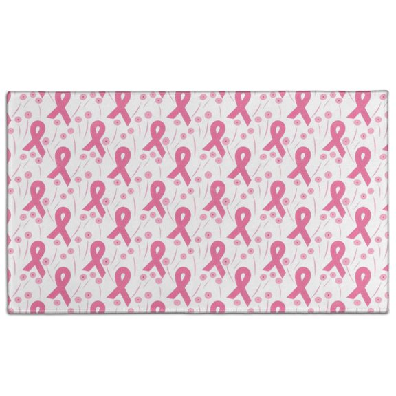 Pink Breast Cancer and Pioneer Flower Door Rugs,Washable Non Slip Door Mats Indoor,Decorative Door Mats,Entry Mat Indoor for Entrance,Bedroom,Kitchen,Bathroom,17"x30"