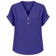 thumbnail image 4 of NinXxx Women's V Neck Short Sleeve Breathable Summer Basic Top Dark Purple XXXXXL, 4 of 4
