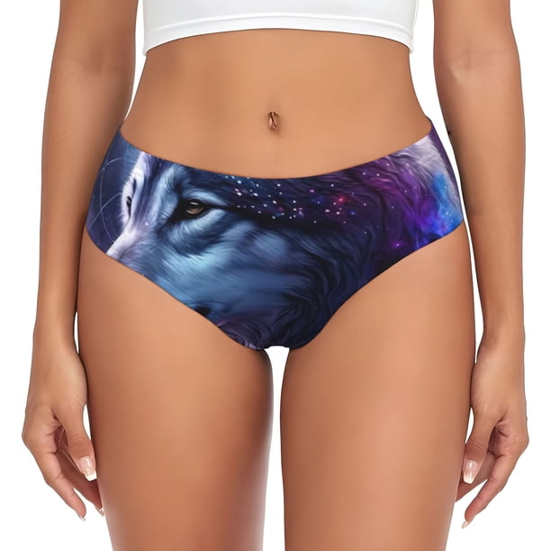 Fotbe Feathered Wolf Calzones Estampados para Mujer – Ropa Interior de Algodón, Cómoda, Suave y Elástica-Large
