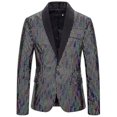 thumbnail image 1 of Hombres S Glitter Lentejuelas Un Botón Vestido Chaqueta Traje Blazer Abrigo Esmoquin Tops-, 1 of 4