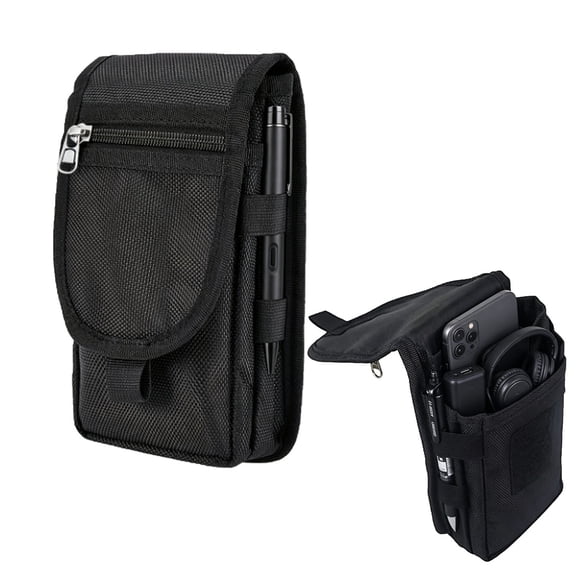 AVDDVZAR Multi‑Function Dual Cell Phone Waist Pouch, Belt‑Attached Carrying Holster, Portable Storage Case For Working, Hiking And Rescue Use