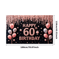thumbnail image 3 of Yatrandify Decorative Design Happy Birthday Banner Pink Balloons 60th Cake Birthday Party Backdrop for Milestone Celebration Indoor Decoration Event Party, 3 of 8
