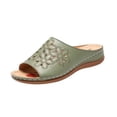 thumbnail image 1 of Wolfast Pantoufles Compensées à Bout Ouvert Sculpté pour Femmes avec Strass, Vert, 1 of 5
