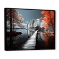 thumbnail image 2 of Designart "Red Lake Red Lakeside II" Lake House Cottage Floater Framed Canvas Print, 2 of 7