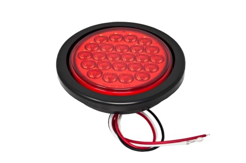 4" Round Trailer 24 LED Stop Turn Tail Signal Brake Marker Lights 6x Red Kit