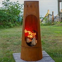 Sunnydaze 50" Santa Fe Rust Patina Finish Steel Wood-Burning Chiminea with Wood Grate