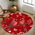 thumbnail image 2 of Round Rugs 7Ft, Valentine's Cardinal Round Area Rug Washable Indoor Throw Carpet, Red Love Heart Birds Country Wooden Large Non Slip Circle Rug for Dining Room Playroom Home Decor Aesthetic, 2 of 8