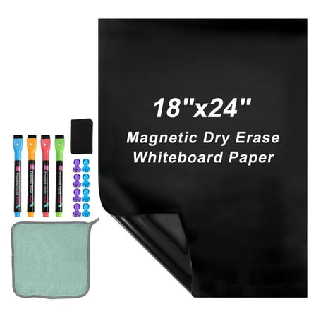 Uxcell 18"x24" Self Adhesive Magnetic Dry Erase Blackboard Paper Set, Black