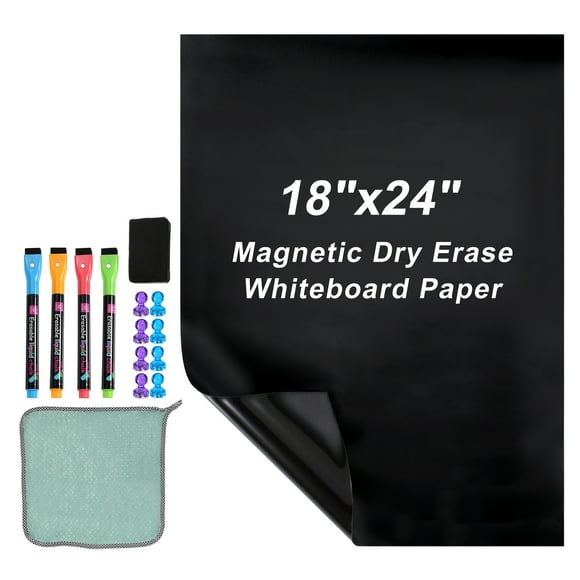 Uxcell 18"x24" Self Adhesive Magnetic Dry Erase Blackboard Paper Set, Black
