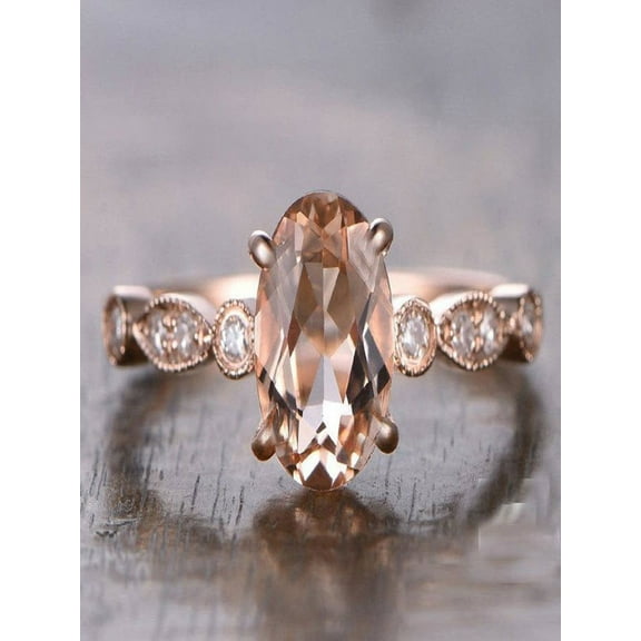Limited Time Sale 1.25 carat Morganite and Diamond Engagement Ring in 10k Rose Gold for Women