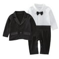 thumbnail image 3 of Baby Boy Tuxedo Romper and Jacket 2-pc Cropped Trousers Formal Wear Suit (6-12 Months), 3 of 6