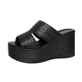 thumbnail image 6 of Wensltd Summer Wedge Sandals for Women Wide Width Casual Round Toe Ankle Strap Thick Soled Shoes Comfortable Black, 6 of 9