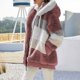 thumbnail image 1 of Chaqueta de gran tamaño para mujer, ropa de calle con capucha y bolsillo de felpa cálida, abrigo holgado para mujer, ropa femenina 2023, 1 of 5