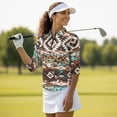 thumbnail image 4 of Uorisanigo Western Tribal Womens 3/4 Long Sleeve Golf Polo Shirts Versatile Fashion Women's Dry-Fit Golf Polo Shirts with Zipper Comfortable Relaxed Quick Dry Outing Wear Size XL, 4 of 7