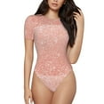 thumbnail image 2 of Picia Rose Gold Glitter Womens One Piece Swimsuits Modest Tummy Control Bathing Suits Lace Up Slimming Swim Suit-Large, 2 of 9