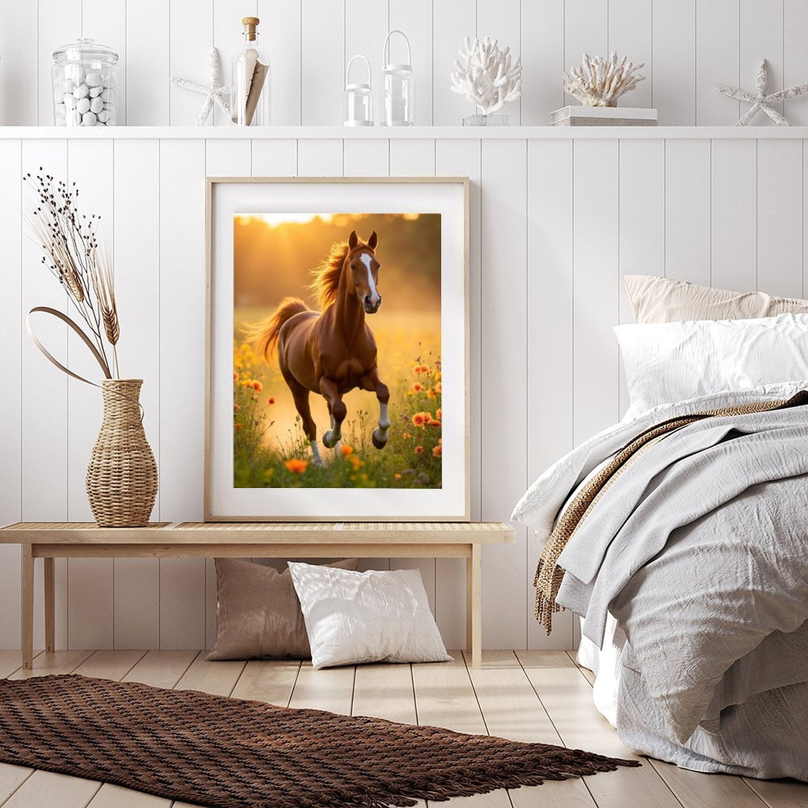 Diamond Art Kit for Adults, Sunlit Horse Running Meadows Diamond Painting for Adults Beginners, DIY Diamond Art Painting Kits, 5D Diamond Painting Crafts for Home Decor 12x16 Frameless
