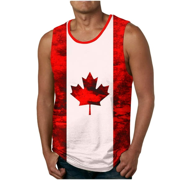 Styesk Tank Tops Men Men Casual Fashion Gradation Printing Pullover Round Neck Sports Tank Tops