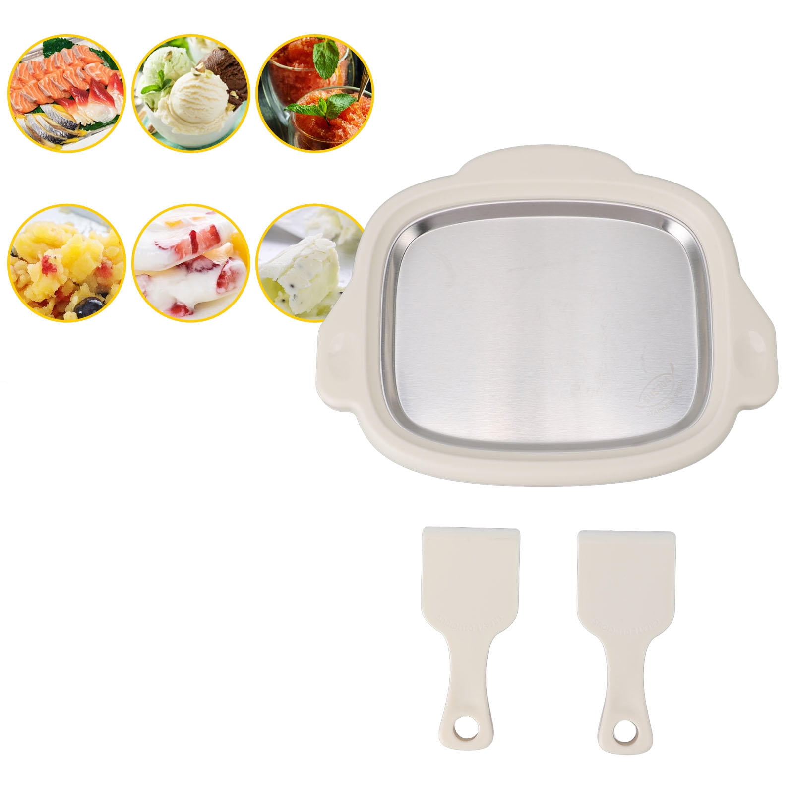 LAZIOEGR 304 Stainless Steel Ice Stir‑Fry Machine with 2 Shovels – Multi‑Use Rolled Ice Cream, Yogurt & Frozen Treat Maker