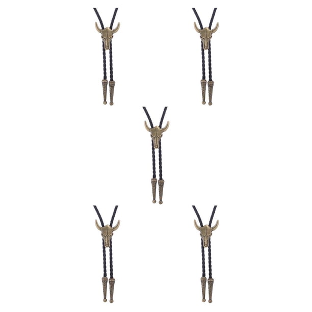 Jumpingount Corbatas doradas para hombres Bolo de moda estadounidense Corbata de collar de estilo occidental ajustable como regalo perfecto con cuerno de bronce 5piezas Jumpingount CBP190717