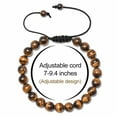 thumbnail image 3 of Turandoss 8mm Tiger Eye Natural Stone for Men Black Lava Rock Beaded Anxiety Relief Rope Bracelets for Men Adjustable Unique Jewelry Mothers Day Birthday Gifts for Men Husband, 3 of 8