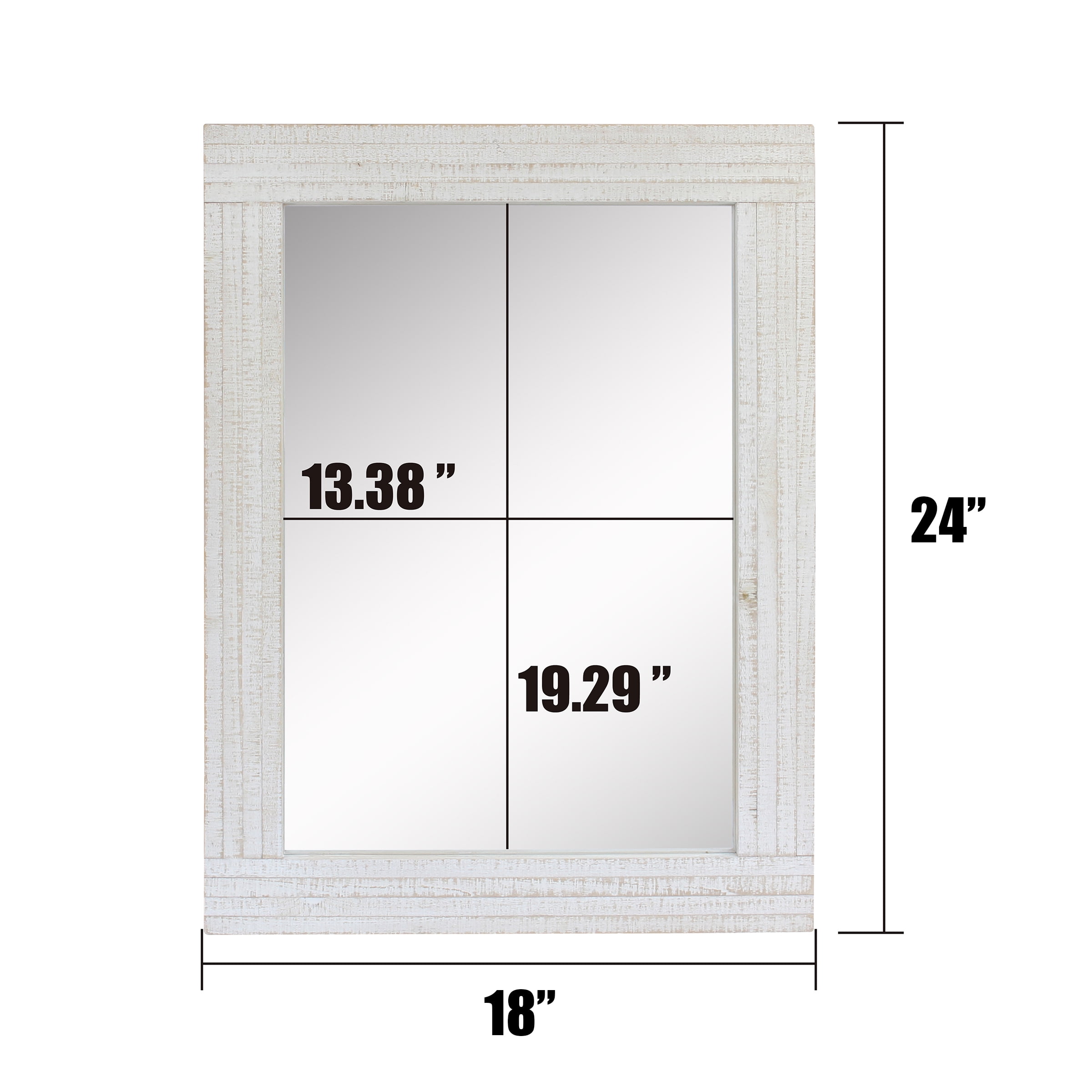 Stonebriar 24" x 18" Off-White Country Rustic Rectangle Natural Wood Wall Mirror