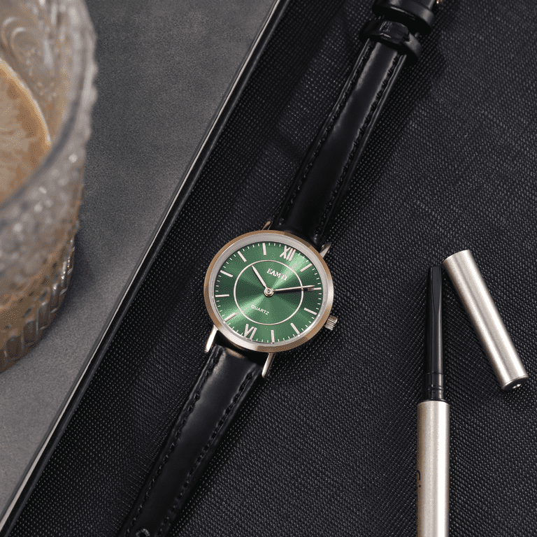 Women\'s Leather Strap Watch Black /Green EAMTI Women main image 2