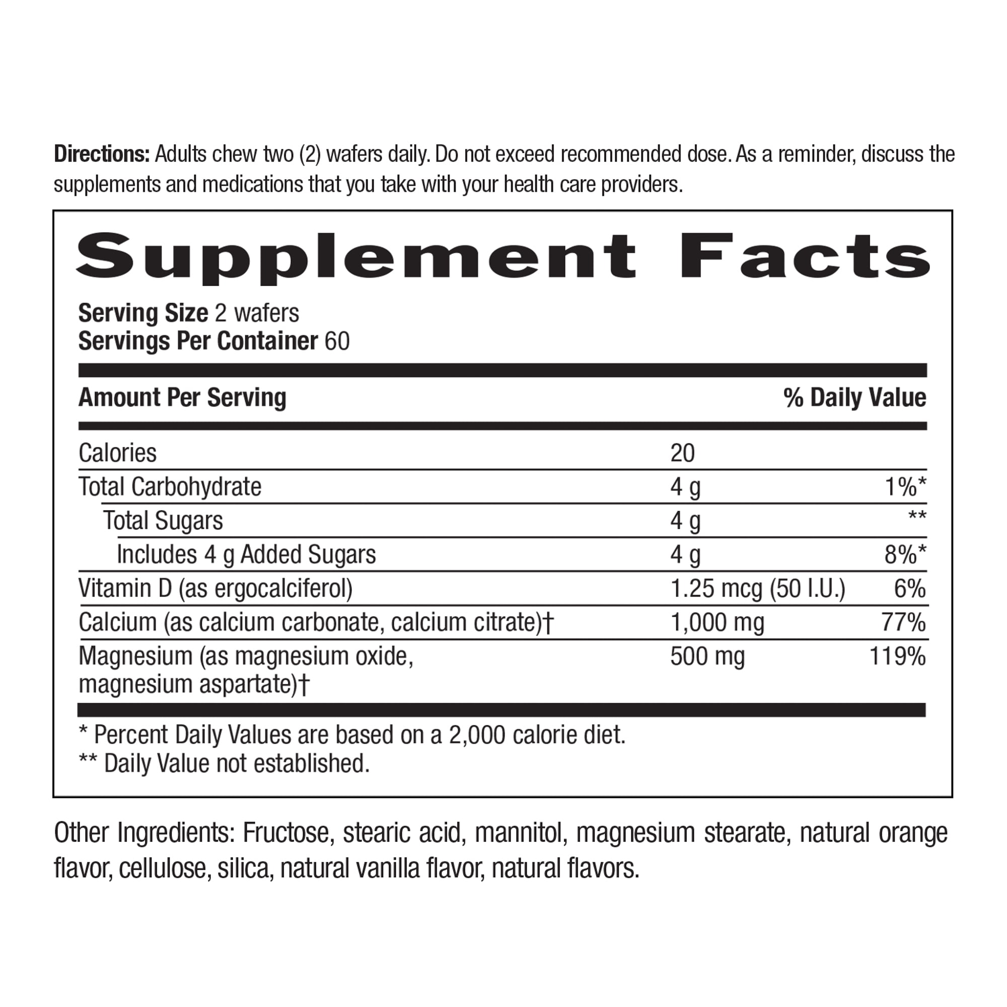 Country Life Cal-Snack - Chewable Calcium Magnesium Supplement wafers with Vitamin D3, Easy to Digest, Vanilla Orange Flavor, Dietary Supplement