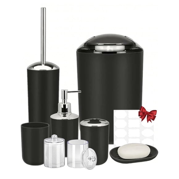 Juego De Accesorios De Baño De 8 Piezas con Bote De Basura, Dispensador De Jabón, Jabonera, Soporte para Cepillos Dental, Inodoro Cepillo Y Bote, Recipientes Baño Qtip