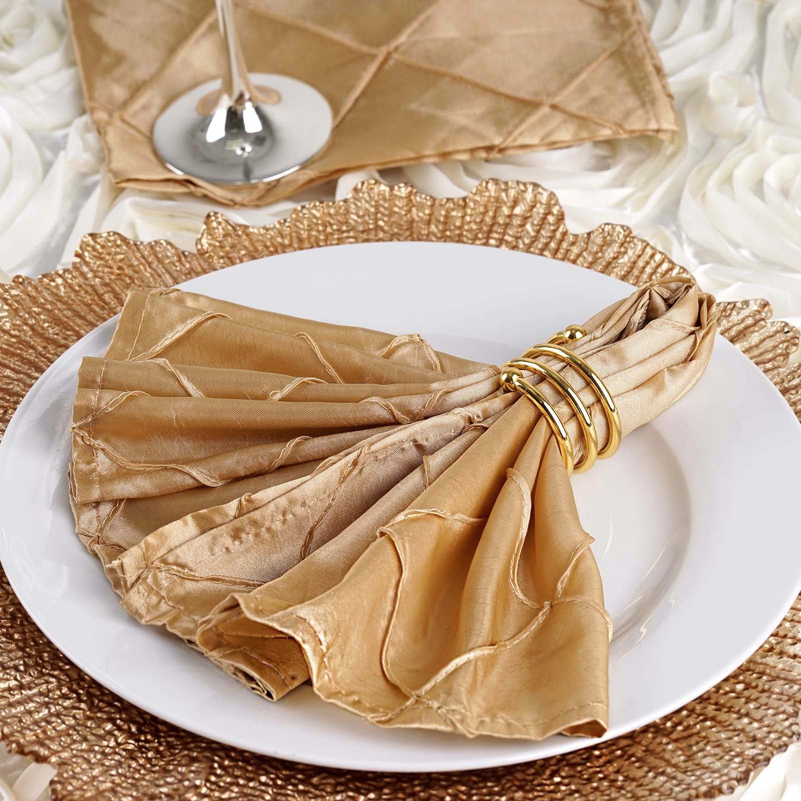 Efavormart Champagne Pack of 5 Premium Washable Pintuck Napkins Great for Wedding Party