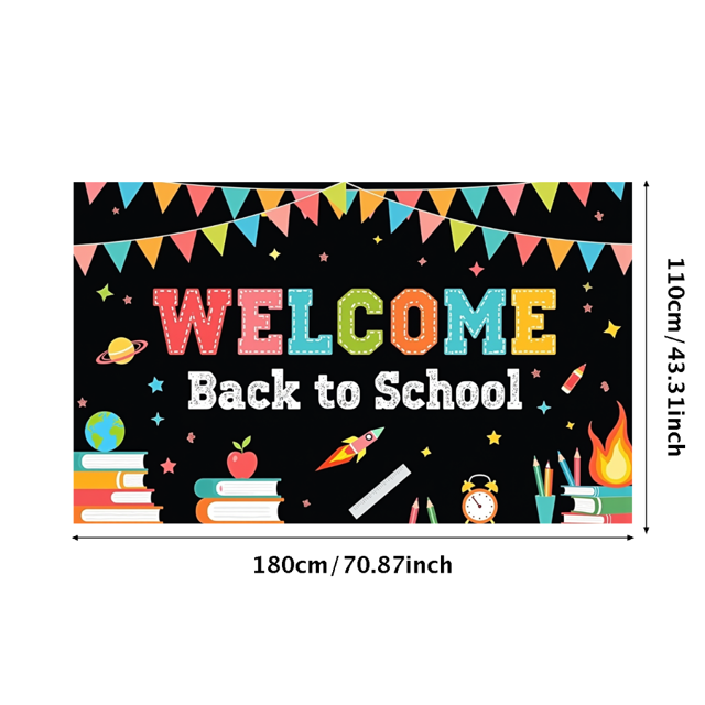Colorful Design Back to School Banner Educational Theme Welcome Decoration for Classroom Decor School Event Kids Party